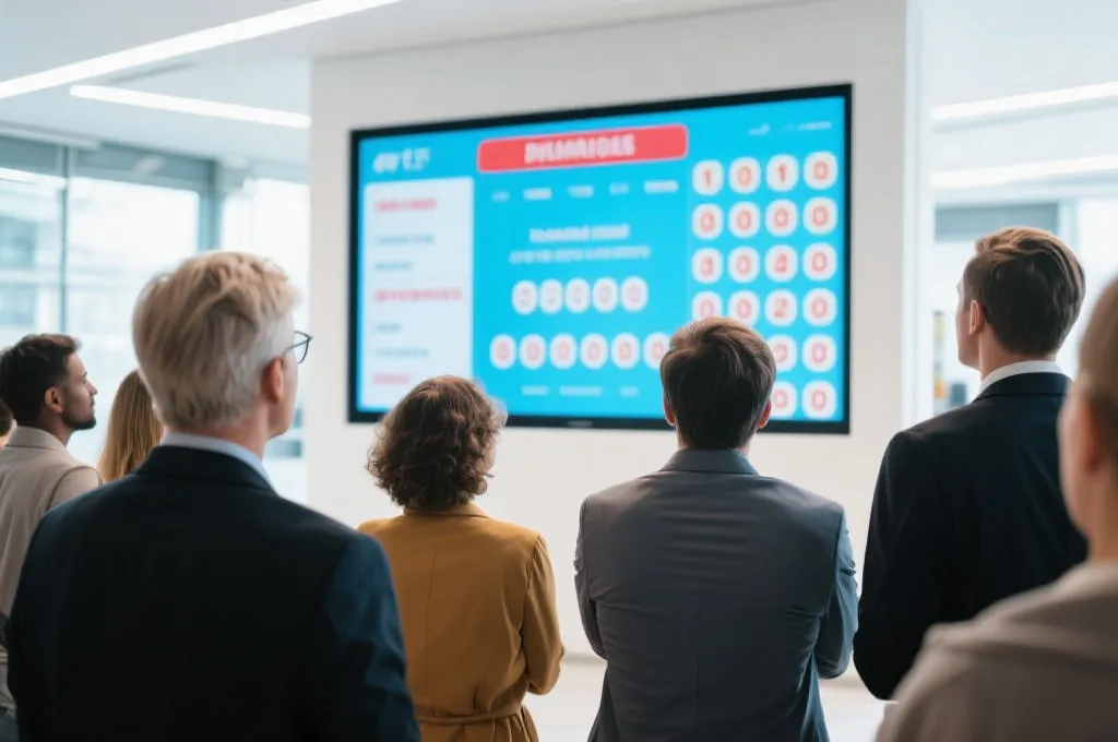 人群在大屏幕前等待开奖结果