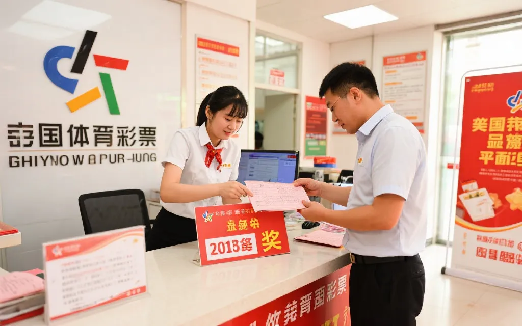 正规彩票兑奖现场，工作人员核查信息，气氛庄重